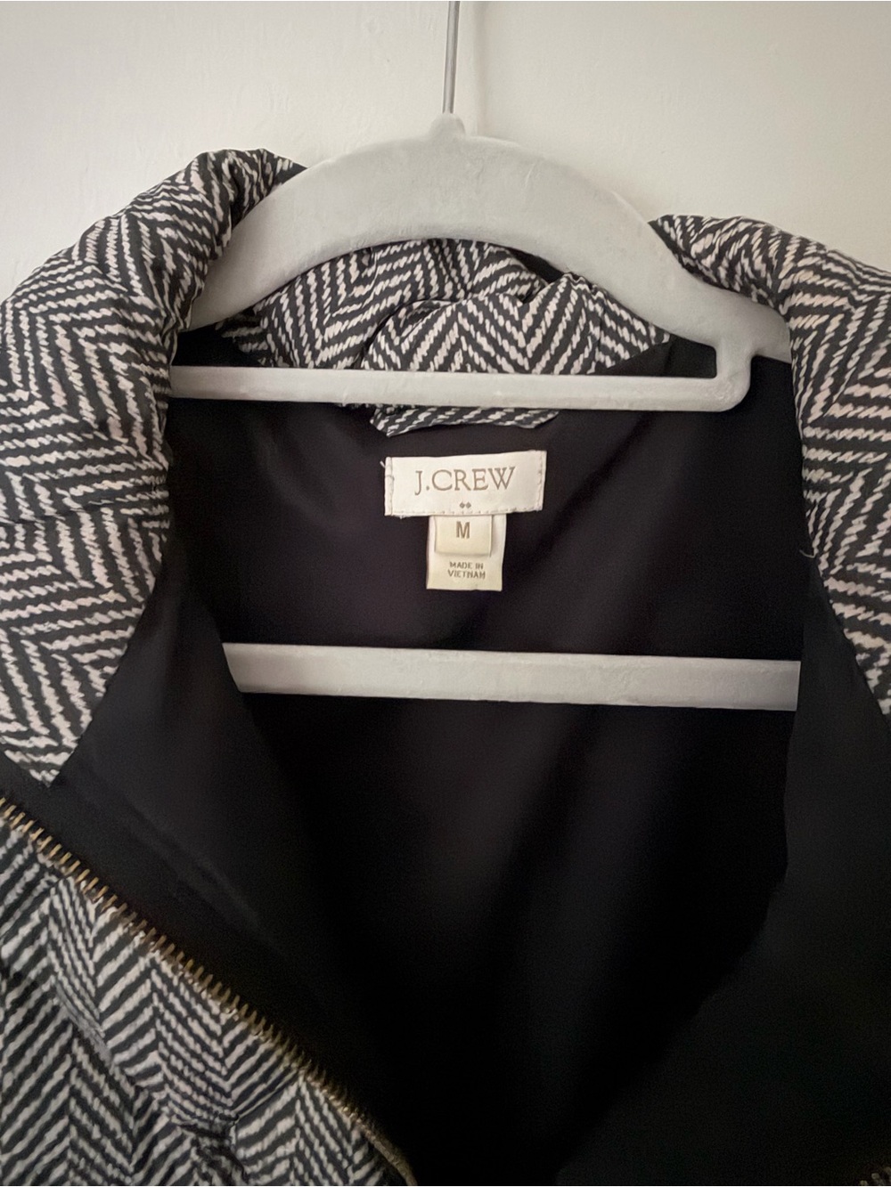 J. Crew Black & White Herringbone Zip Vest - Picture 3 of 6